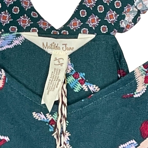 Matilda Jane Evergreen Dream Jumpsuit Size Small Green Pattern Sleeveless Womens - Picture 3 of 7